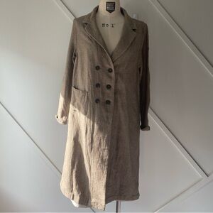 Golden Goose Linen Cotton Herringbone Long Coat  Size L | Italian Luxe Duster